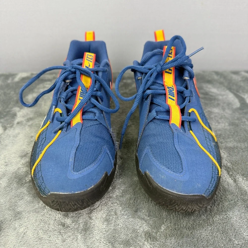 Nike Kids Basketball Shoes Blue Orange Sneakers Athletic 6Y